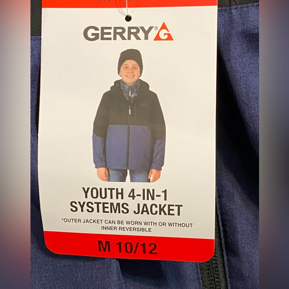 Gerry Kids Black and Blue Puffer Jacket 4 in 1 coat with hat - Picture 3 of 6